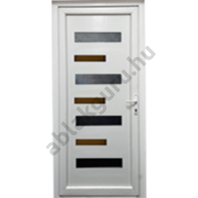 100x210 Műanyag bejárati ajtó öt kamrás profilból - Zebra - BAL - Befelé nyíló - (Gyártási méret: 98x208)