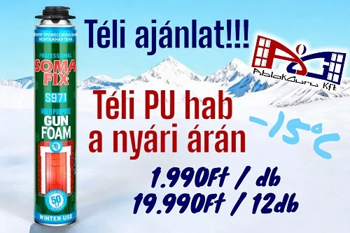 12db SomaFix S971 pisztolyos TÉLI Purhab ablak beépítéshez