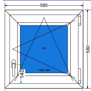 60x60 Bukó / nyíló műanyag ablak 3 rétegű (Ug=0,5) üveggel (Decco 83 ROTO)