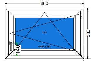 90x60 Bukó / nyíló műanyag ablak 3 rétegű (Ug=0,5) üveggel (Decco 83 ROTO)