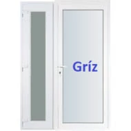 Teli Gríz üveges - Műanyag kétszárnyú aszimmetrikus bejárati ajtó öt kamrás profilból