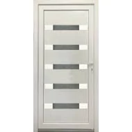 INOX rátétes - 42mm-es  PVC+ACÉL+ 2xMDF merevítéses PANELLEL - Műanyag bejárati ajtó - Gríz üveg