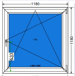 120x120 Bukó / nyíló műanyag ablak (Decco 71 HAT kamrás)