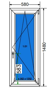 60x150 Bukó / nyíló műanyag ablak (Decco 71 HAT kamrás)