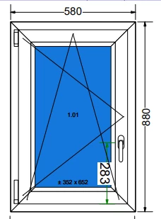 60x90 Bukó / nyíló műanyag ablak BAL (Decco 71 HAT kamrás) -  (Gyártási mérete: 58x88cm)