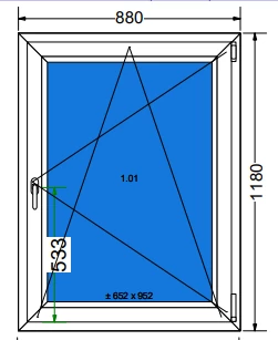 90x120 Bukó / nyíló műanyag ablak (Decco 71 HAT kamrás)