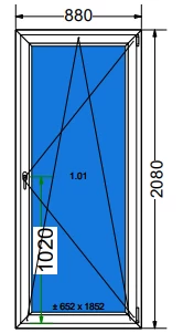 90x210 Bukó / nyíló erkélyajtó műanyag erkélyajtó (Decco 71 HAT kamrás)