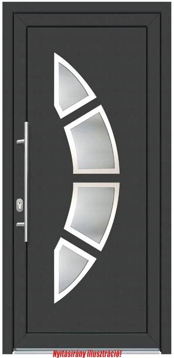 Dubai - Műanyag bejárati ajtó öt kamrás profilból - 3 rétegű üveggel - Kívűl színes ANTRACIT erezett (AP40)