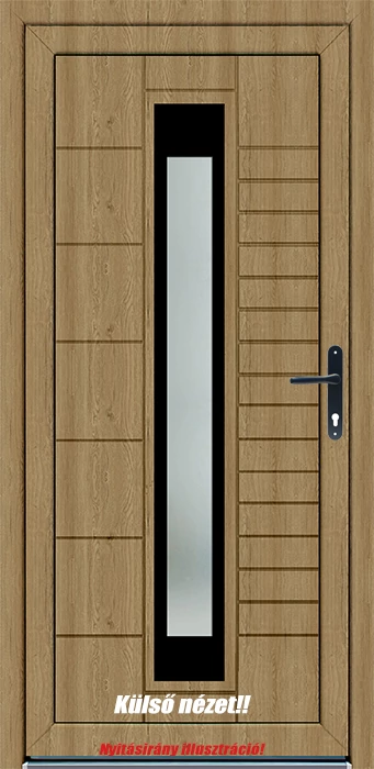 Polish Pine - Műanyag bejárati ajtó öt kamrás profilból - 3 rétegű üveggel