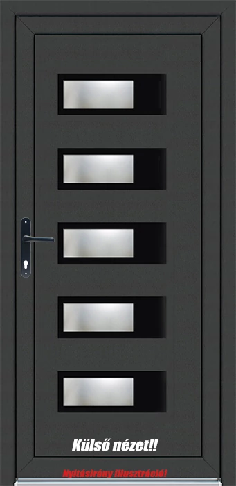 Porta Nero - Műanyag bejárati ajtó öt kamrás profilból - 3 rétegű üveggel