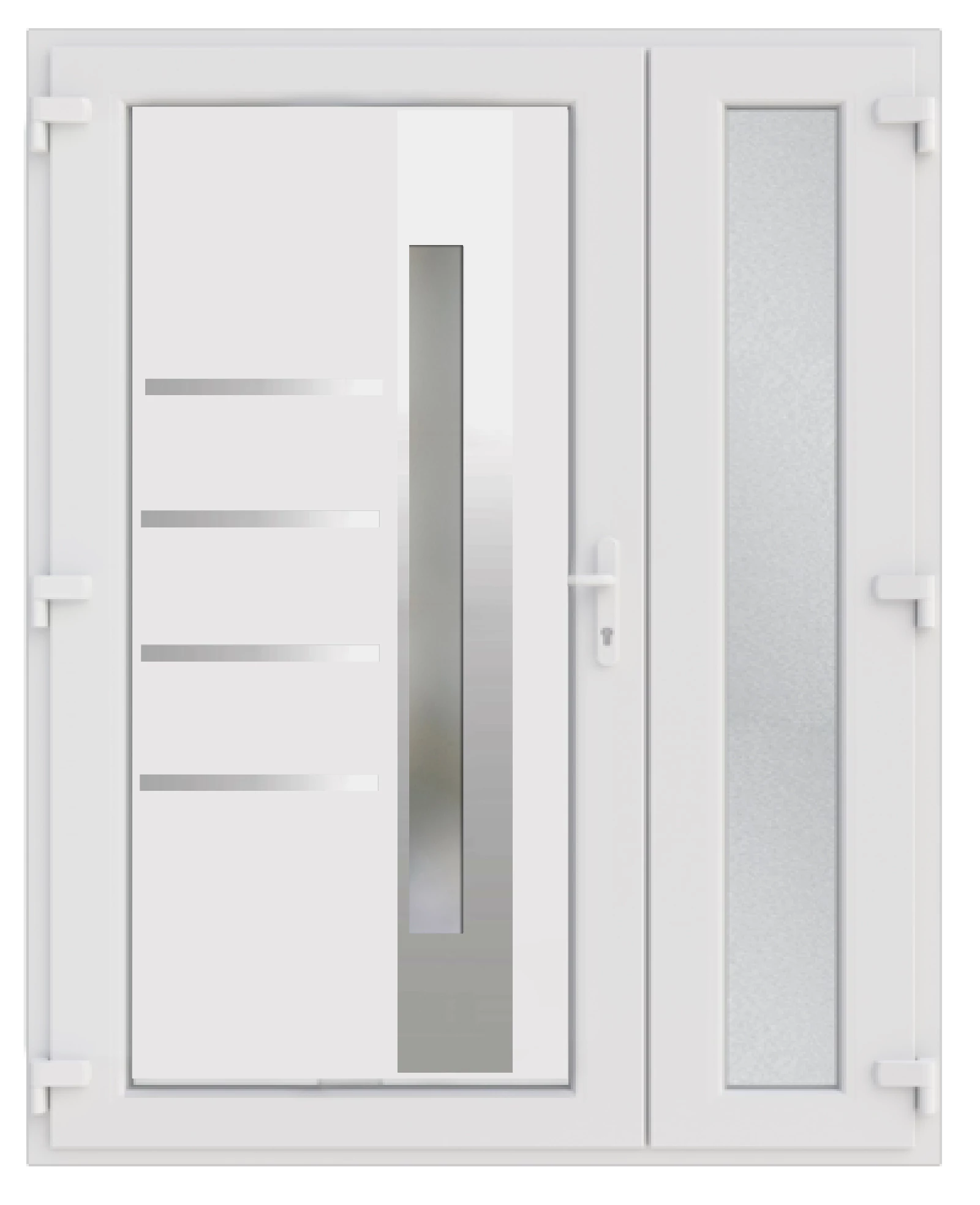 Firenze - Műanyag kétszárnyú aszimmetrikus bejárati ajtó öt kamrás profilból