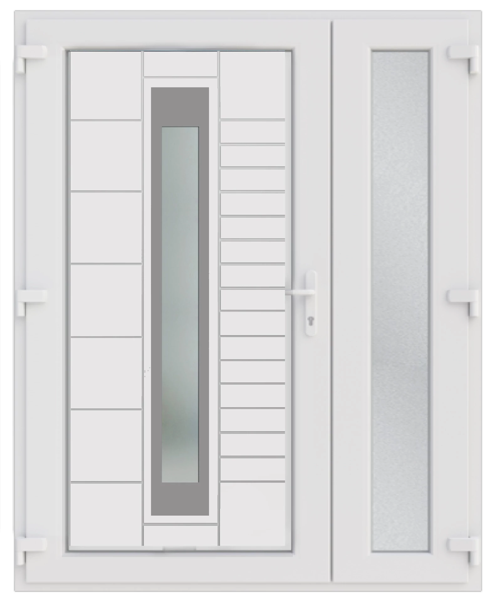 Verona - Műanyag kétszárnyú aszimmetrikus bejárati ajtó öt kamrás profilból