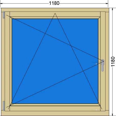 120x120 Bukó / nyíló Fa ablak 3 rétegű (Ug=0,6) üveggel
