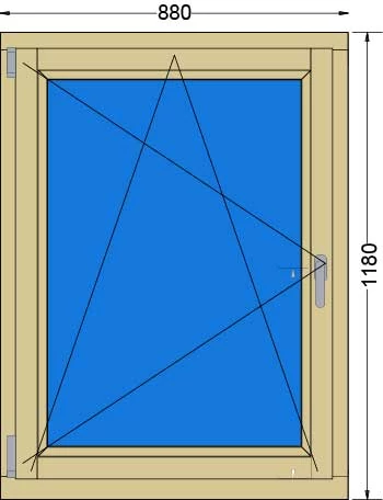 90x120 Bukó / nyíló fa ablak 3 rétegű (Ug=0,6) üveggel 
